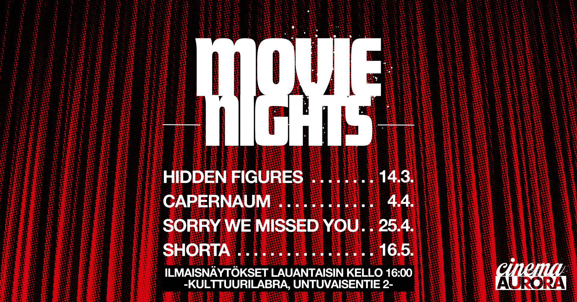 Read more about the article Neljä elokuvanäytöstä Roihuvuoren Kulttuurilabrassa kevään aikana